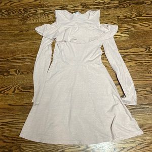 H & M ballet pink with metallic thread cold shoulder dress, 12-14 years